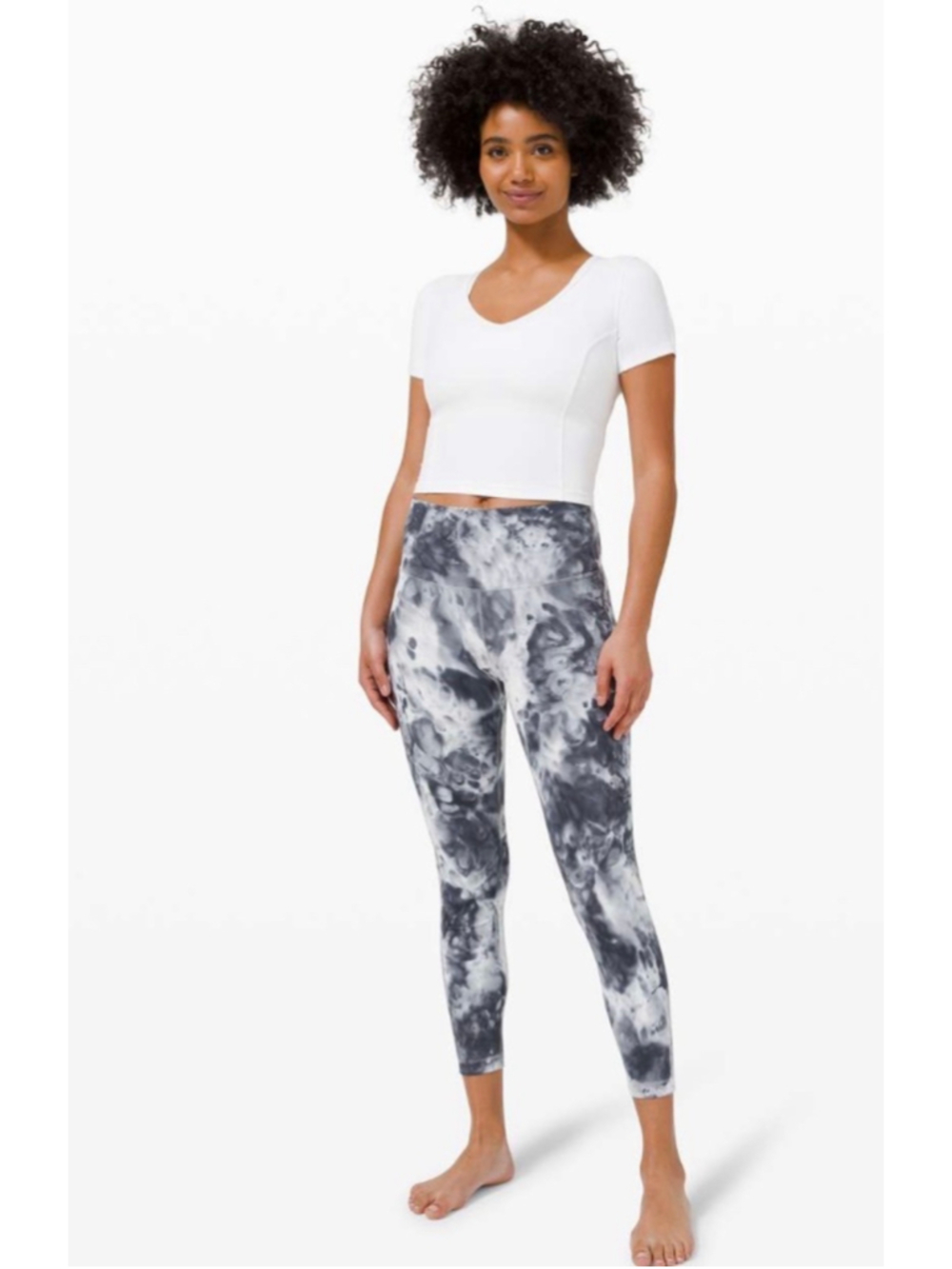 Lululemon Wunder Under High Rise Tight 25” Size 6 Marble Dye Navy Luxtreme
